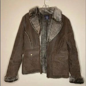 Boston Proper Genuine leather jacket size 12 Brown